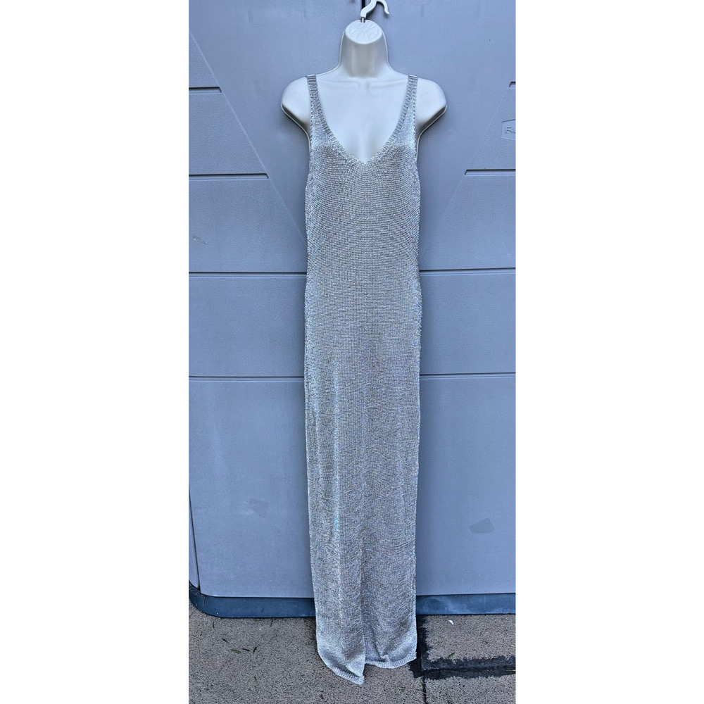 NWT Superdown Egon Gold Metallic Knit Maxi Dress Sz L Backless Party Resort Beac - Picture 5 of 14
